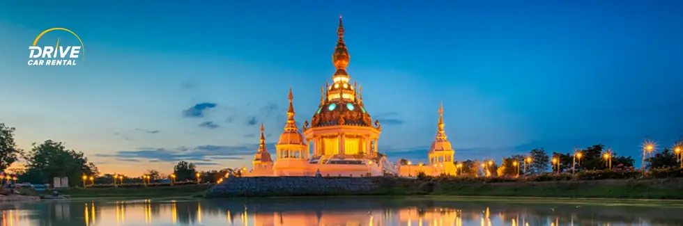 บรรยากาศวัดทุ่งเศรษฐี ขอนแก่น ตอนพระอาทิตย์ตกดิน